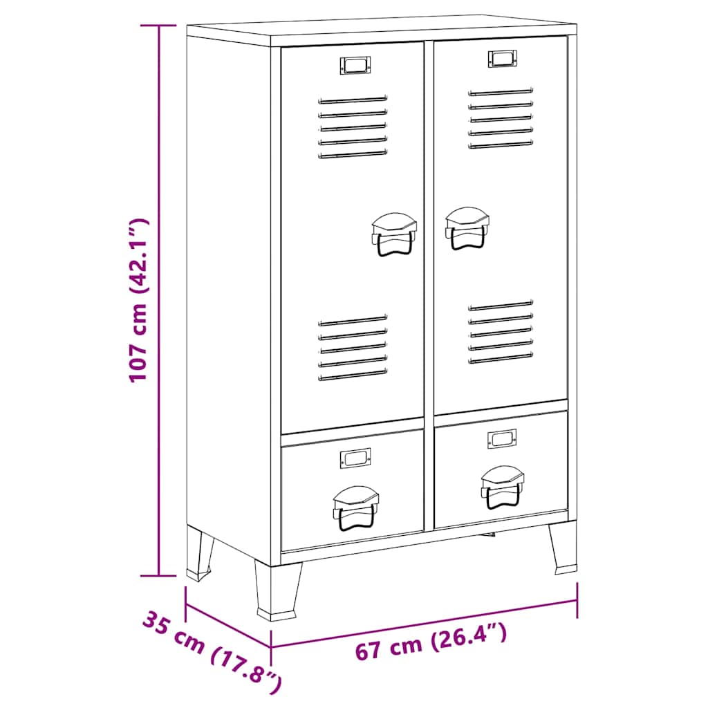 Armadio Industriale Antracite 67x35x107 cm in Acciaio