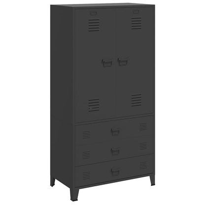 Armadio Industriale Nero 90x50x180 cm in Metallo