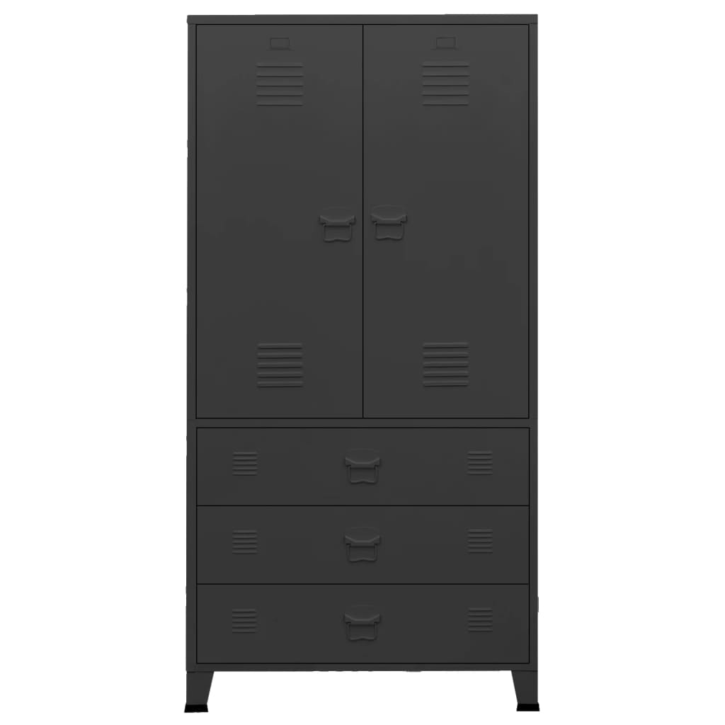 Armadio Industriale Nero 90x50x180 cm in Metallo - homemem39