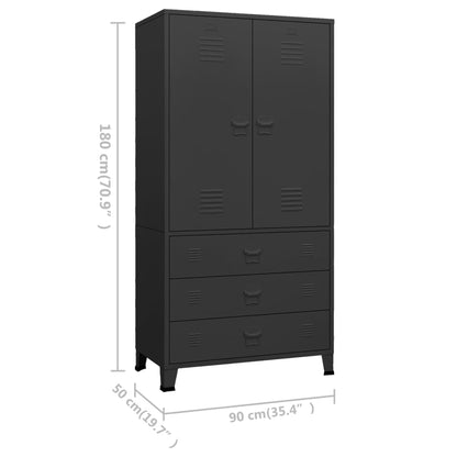 Armadio Industriale Nero 90x50x180 cm in Metallo - homemem39