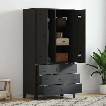 Armadio Industriale Nero 90x50x180 cm in Metallo