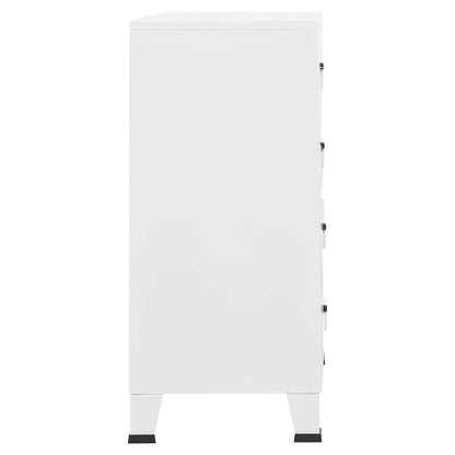 Cassettiera Industriale Bianca 78x40x93 cm in Metallo - homemem39