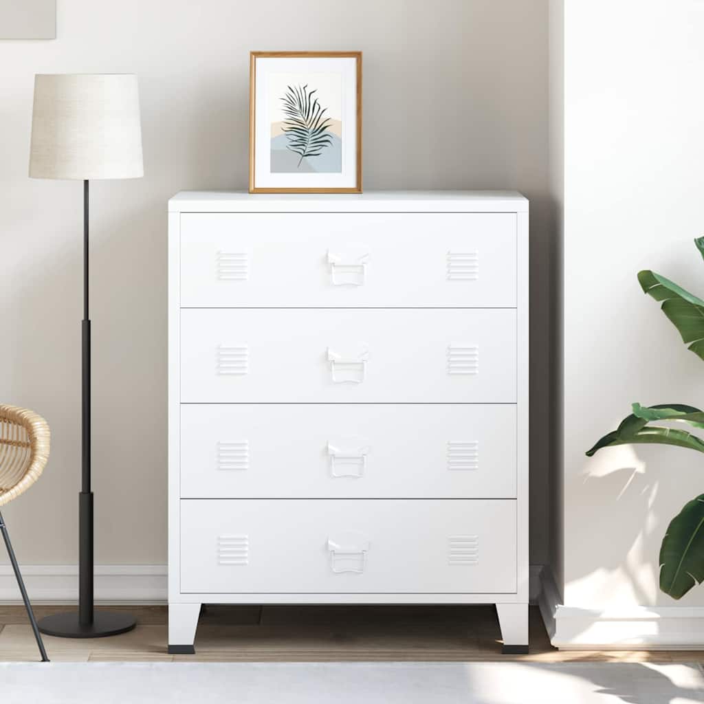 Cassettiera Industriale Bianca 78x40x93 cm in Metallo - homemem39