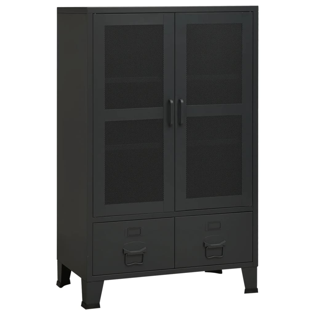 Armadio Classificatore Industriale Nero 70x40x115 cm in Metallo - homemem39