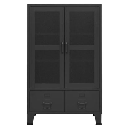 Armadio Classificatore Industriale Nero 70x40x115 cm in Metallo - homemem39