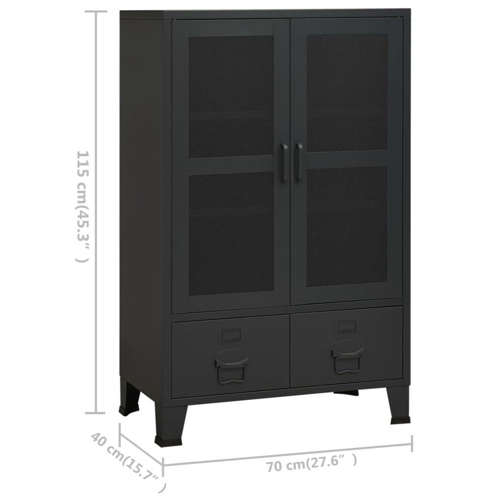 Armadio Classificatore Industriale Nero 70x40x115 cm in Metallo - homemem39