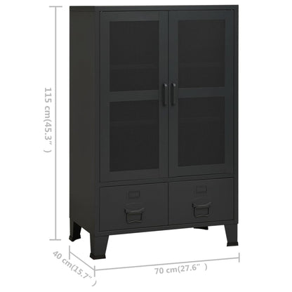 Armadio Classificatore Industriale Nero 70x40x115 cm in Metallo - homemem39