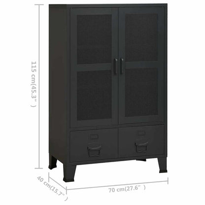 Armadio Classificatore Industriale Nero 70x40x115 cm in Metallo