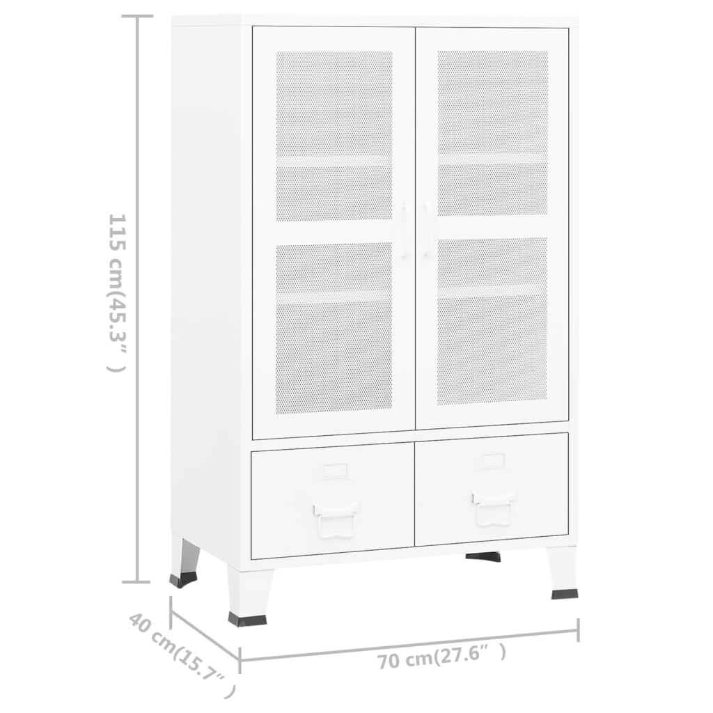 Armadio Classificatore Industriale Bianco 70x40x115 cm Metallo