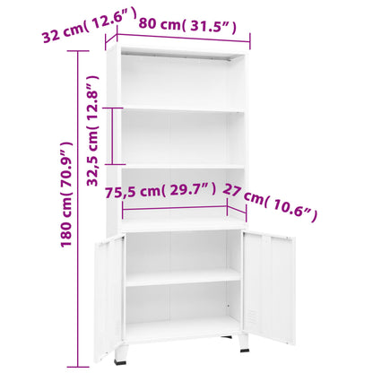 Libreria Industriale Bianca 80x32x180 cm in Acciaio | homemem39