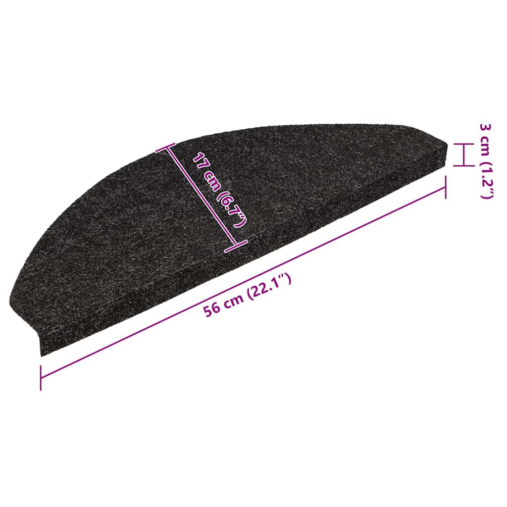 Tappeti Adesivi per Scale 15 pz 56x17x3 cm Nero - homemem39