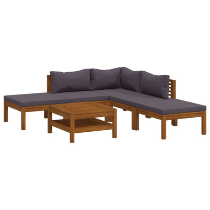 Set Divani da Giardino 6 pz con Cuscini in Massello di Acacia | homemem39