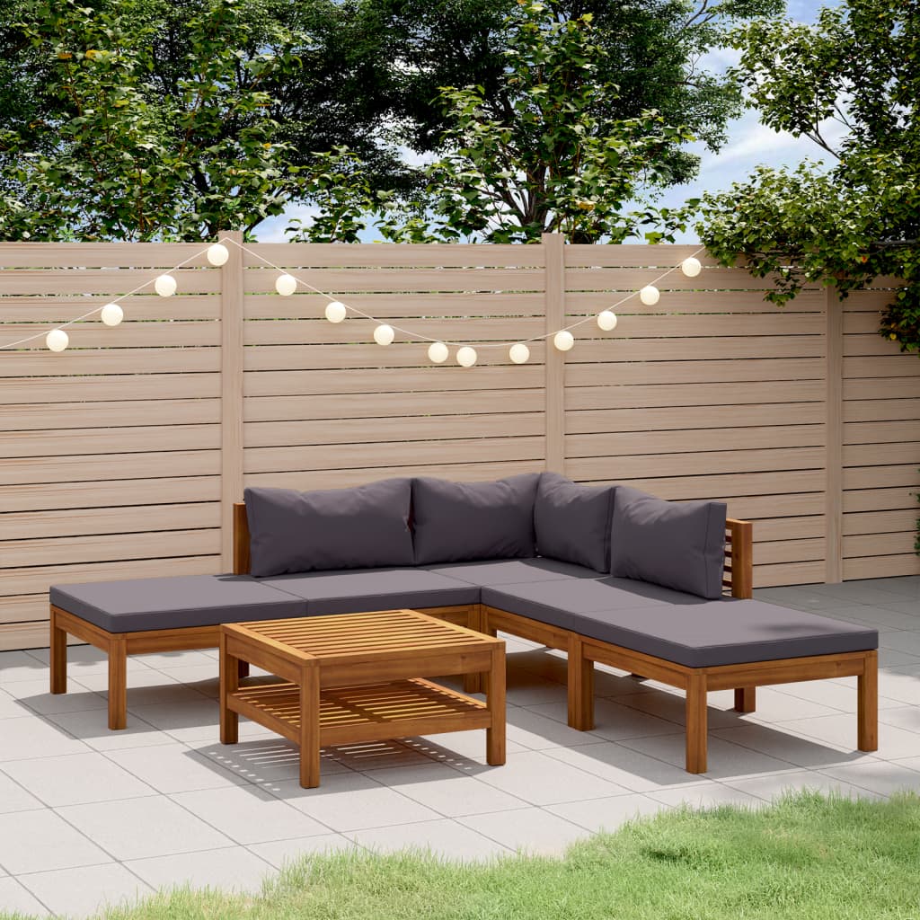 Set Divani da Giardino 6 pz con Cuscini in Massello di Acacia | homemem39
