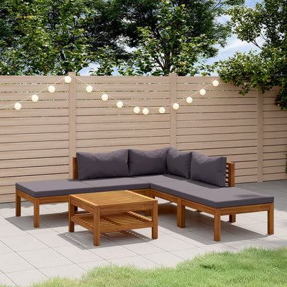 Set Divani da Giardino 6 pz con Cuscini in Massello di Acacia | homemem39