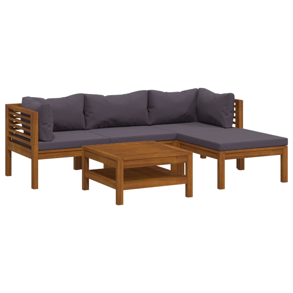 Set Divani da Giardino 5 pz con Cuscini in Massello di Acacia | homemem39
