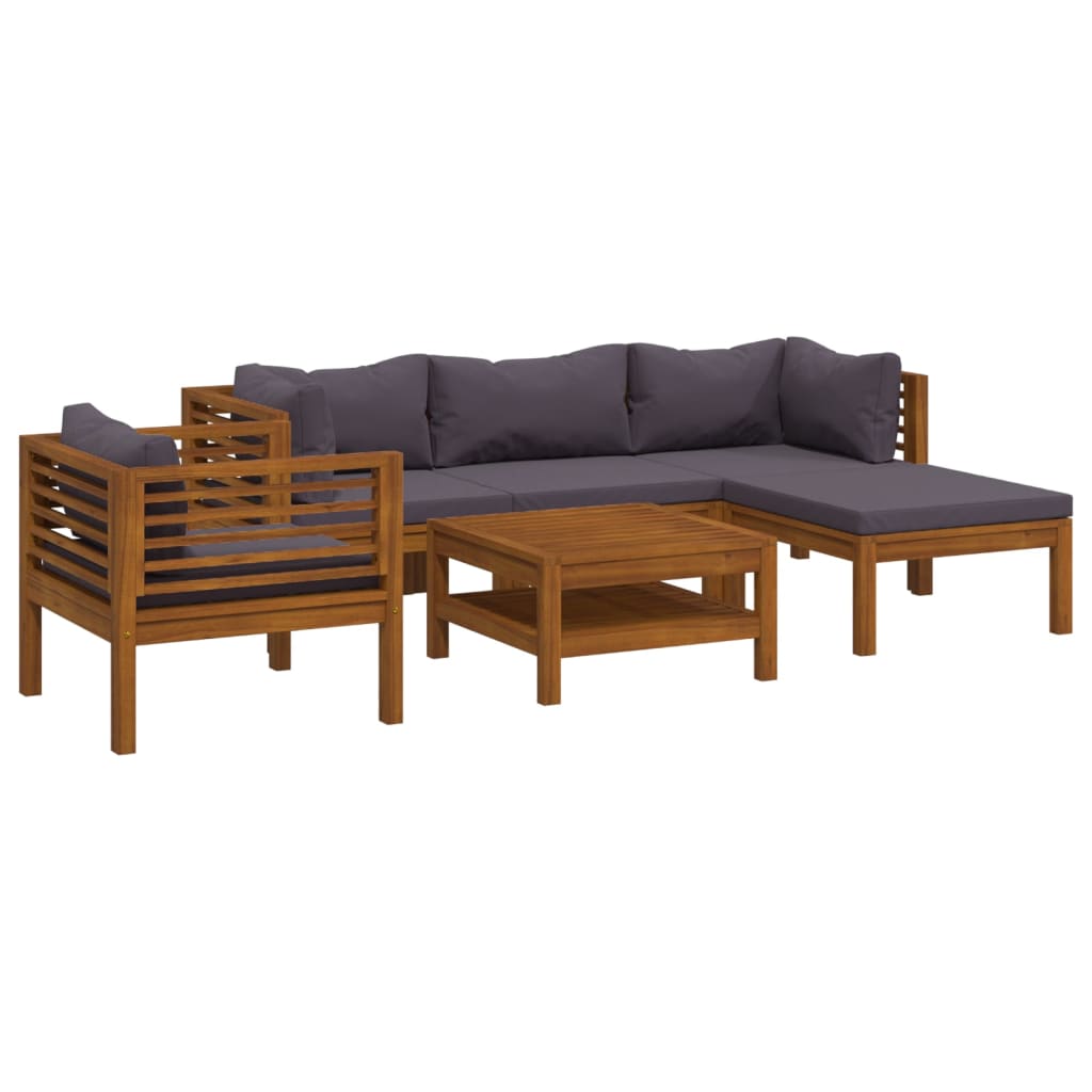 Set Divani da Giardino 6 pz con Cuscini in Massello di Acacia | homemem39