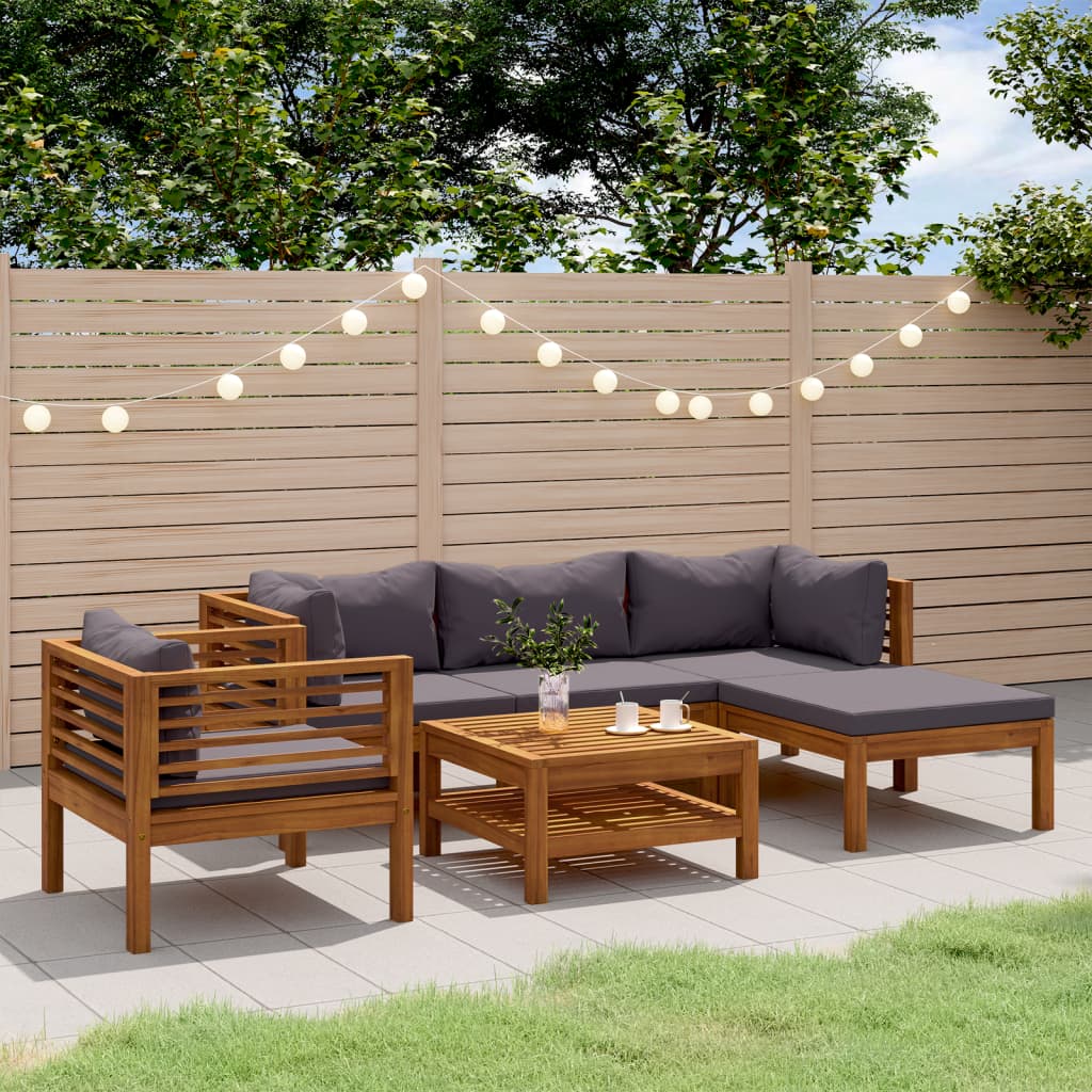 Set Divani da Giardino 6 pz con Cuscini in Massello di Acacia | homemem39