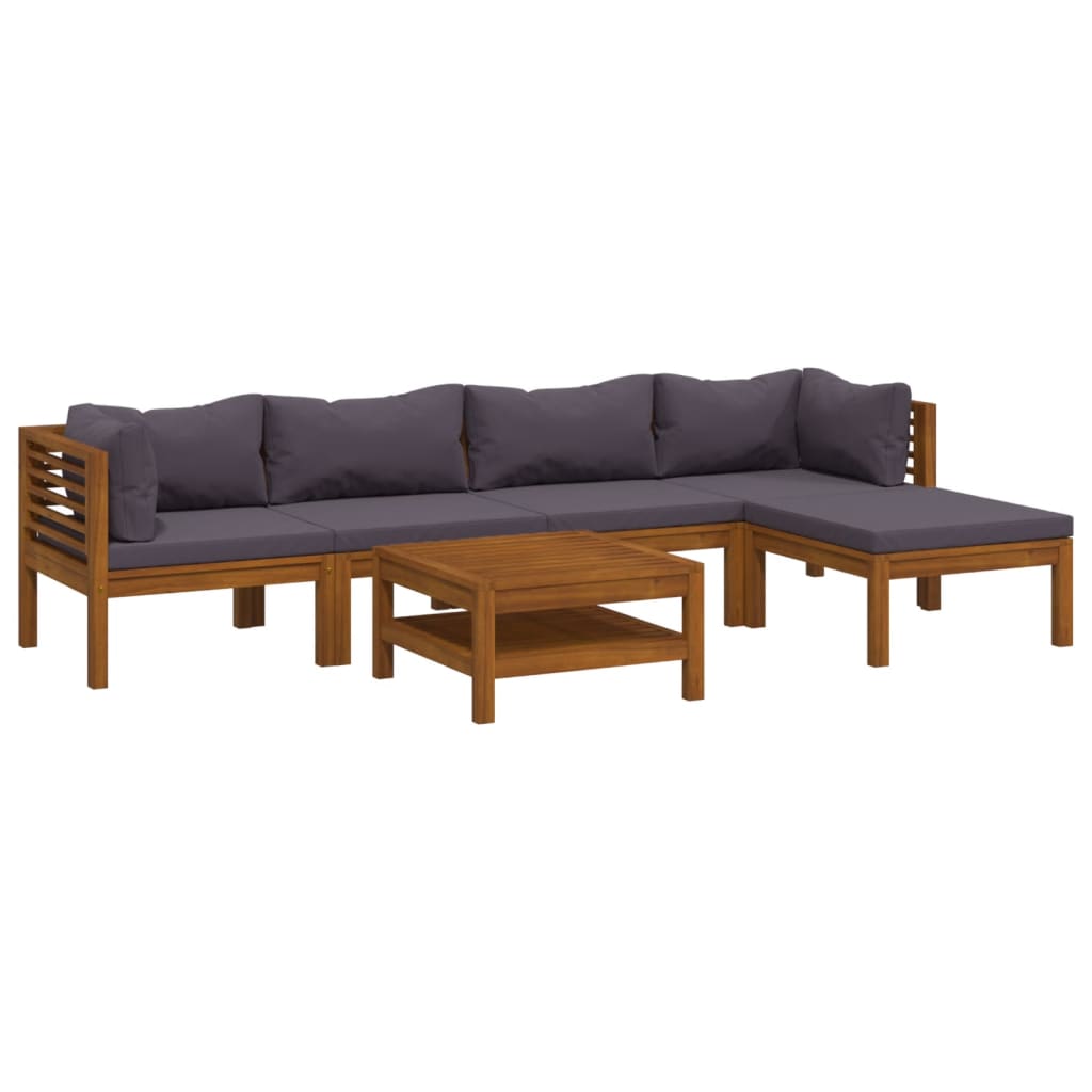 Set Divani da Giardino 6 pz con Cuscini in Massello di Acacia | homemem39