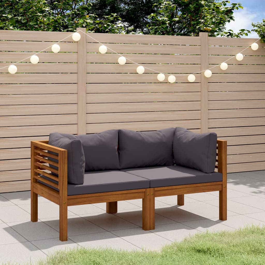 Divano da Giardino 2 Posti con Cuscino Legno Massello di Acacia | homemem39
