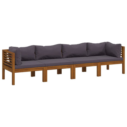 Divano da Giardino 4 Posti con Cuscino Legno Massello di Acacia | homemem39
