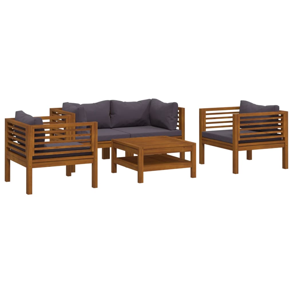 Set Divani da Giardino 5 pz con Cuscini in Massello di Acacia | homemem39