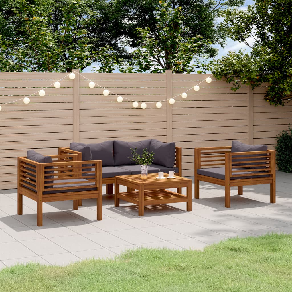 Set Divani da Giardino 5 pz con Cuscini in Massello di Acacia | homemem39