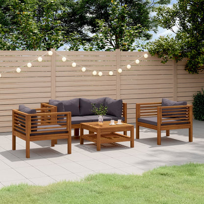 Set Divani da Giardino 5 pz con Cuscini in Massello di Acacia | homemem39