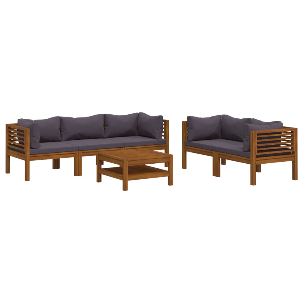 Set Divani da Giardino 6 pz con Cuscini in Massello di Acacia | homemem39