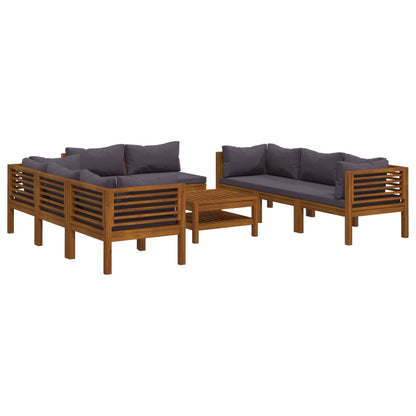 Set Divani da Giardino 9 pz con Cuscini in Massello di Acacia | homemem39