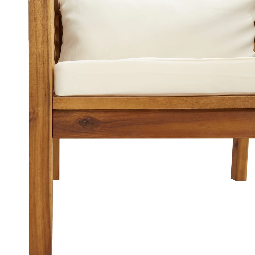 Set Divani da Giardino 12 pz con Cuscini Crema in Legno Acacia | homemem39