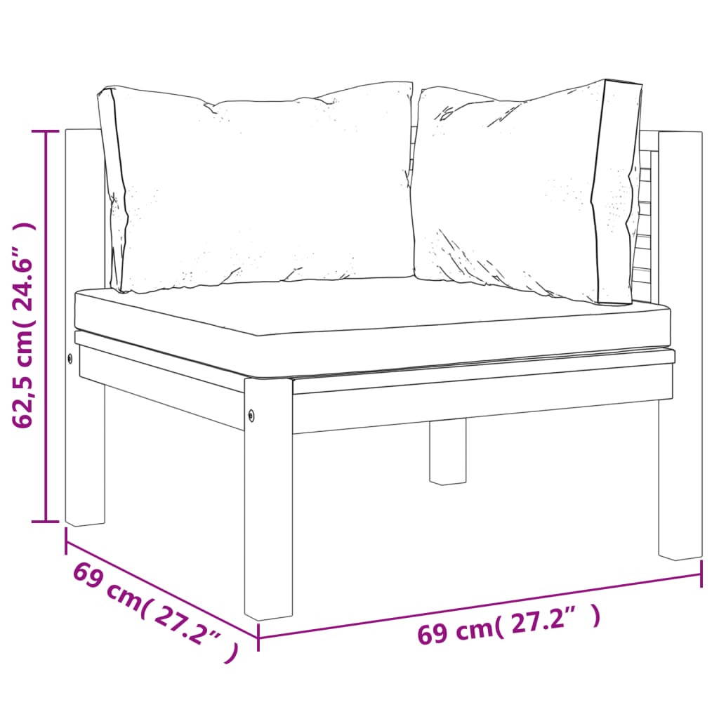 Set Divani da Giardino 6 pz con Cuscini Crema in Legno Acacia | homemem39