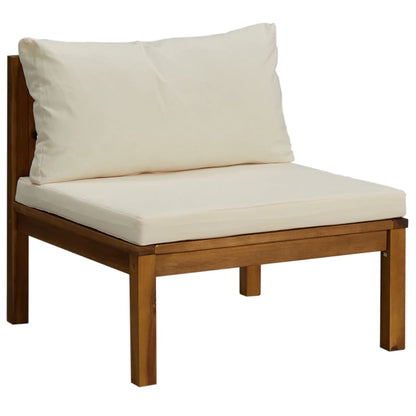 Set Divani da Giardino 3 pz con Cuscini Crema in Legno Acacia | homemem39