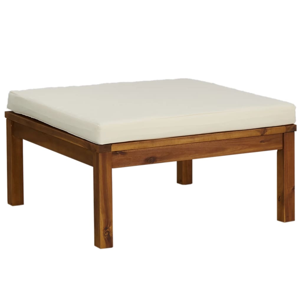 Set Divani da Giardino 3 pz con Cuscini Crema in Legno Acacia | homemem39