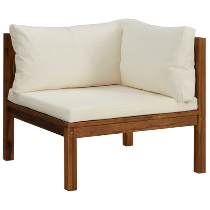 Set Divani da Giardino 7 pz con Cuscini Crema in Legno Acacia | homemem39