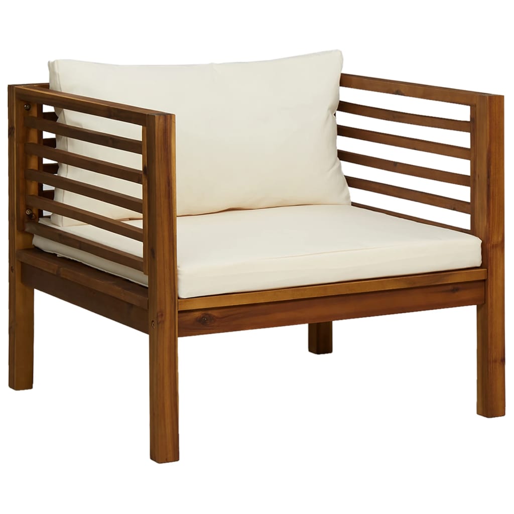 Set Divani da Giardino 7 pz con Cuscini Crema in Legno Acacia | homemem39