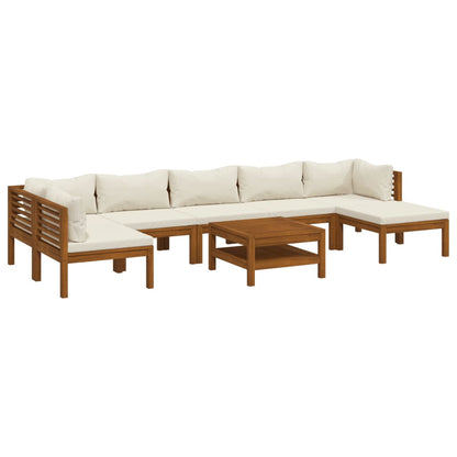 Set Divani da Giardino 8 pz con Cuscini Crema in Legno Acacia | homemem39