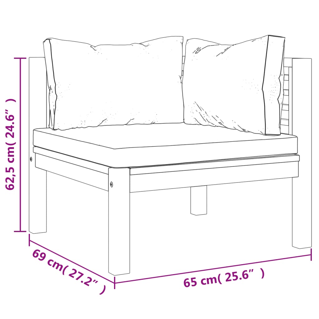 Set Divani da Giardino 8 pz con Cuscini Crema in Legno Acacia | homemem39