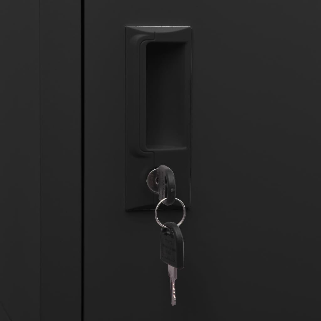 Armadietto con Serratura Nero 38x45x180 cm in Acciaio - homemem39