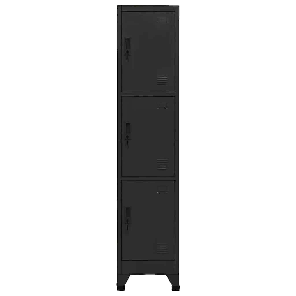 Armadietto con Serratura Nero 38x45x180 cm in Acciaio | homemem39