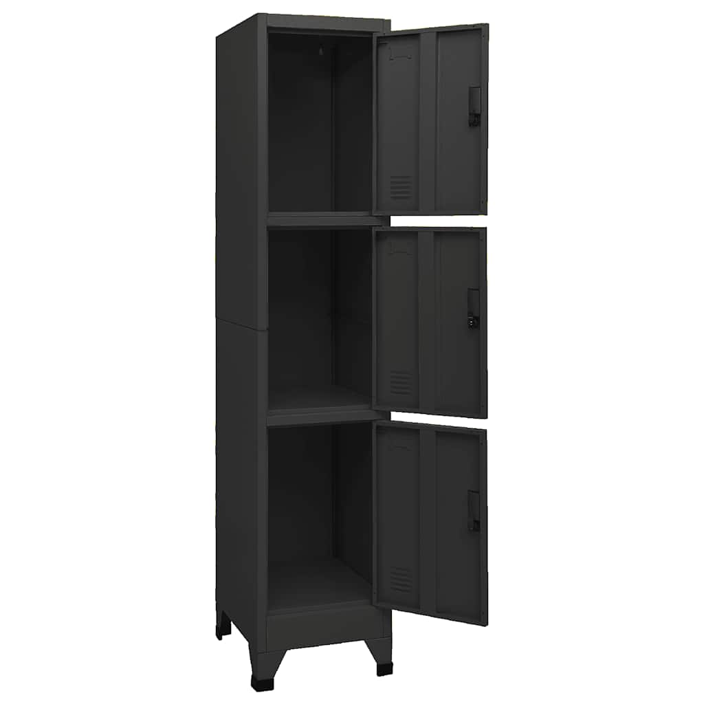 Armadietto con Serratura Nero 38x45x180 cm in Acciaio | homemem39