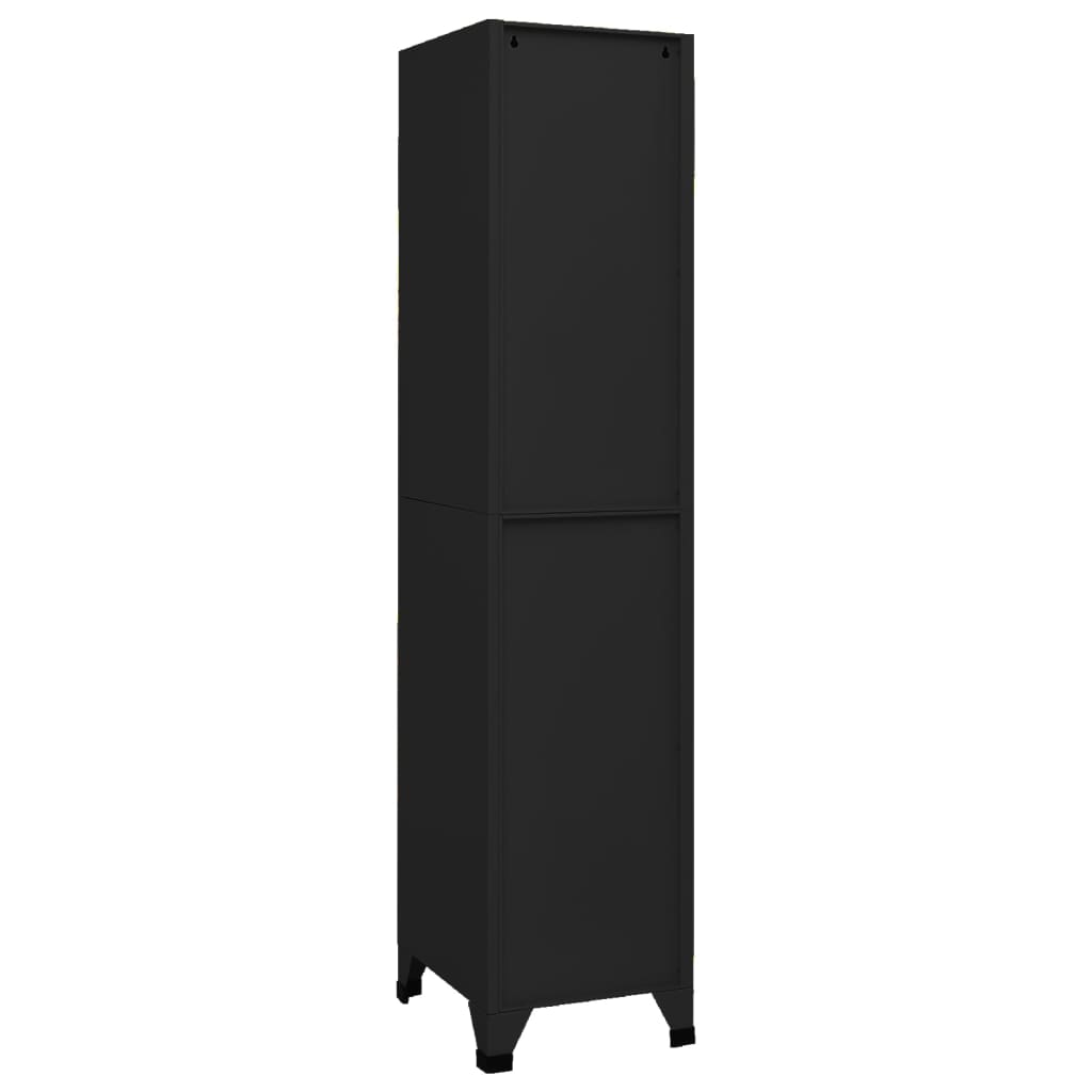 Armadietto con Serratura Nero 38x45x180 cm in Acciaio | homemem39