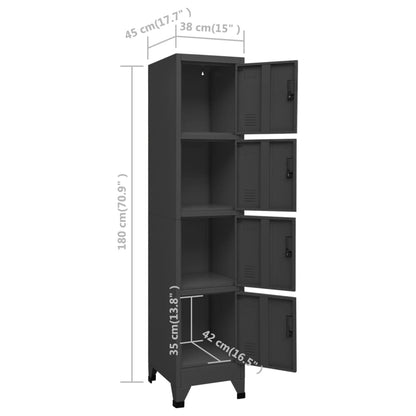 Armadietto con Serratura Antracite 38x45x180 cm in Acciaio | homemem39
