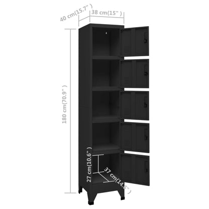 Armadietto con Serratura Nero 38x40x180 cm in Acciaio | homemem39