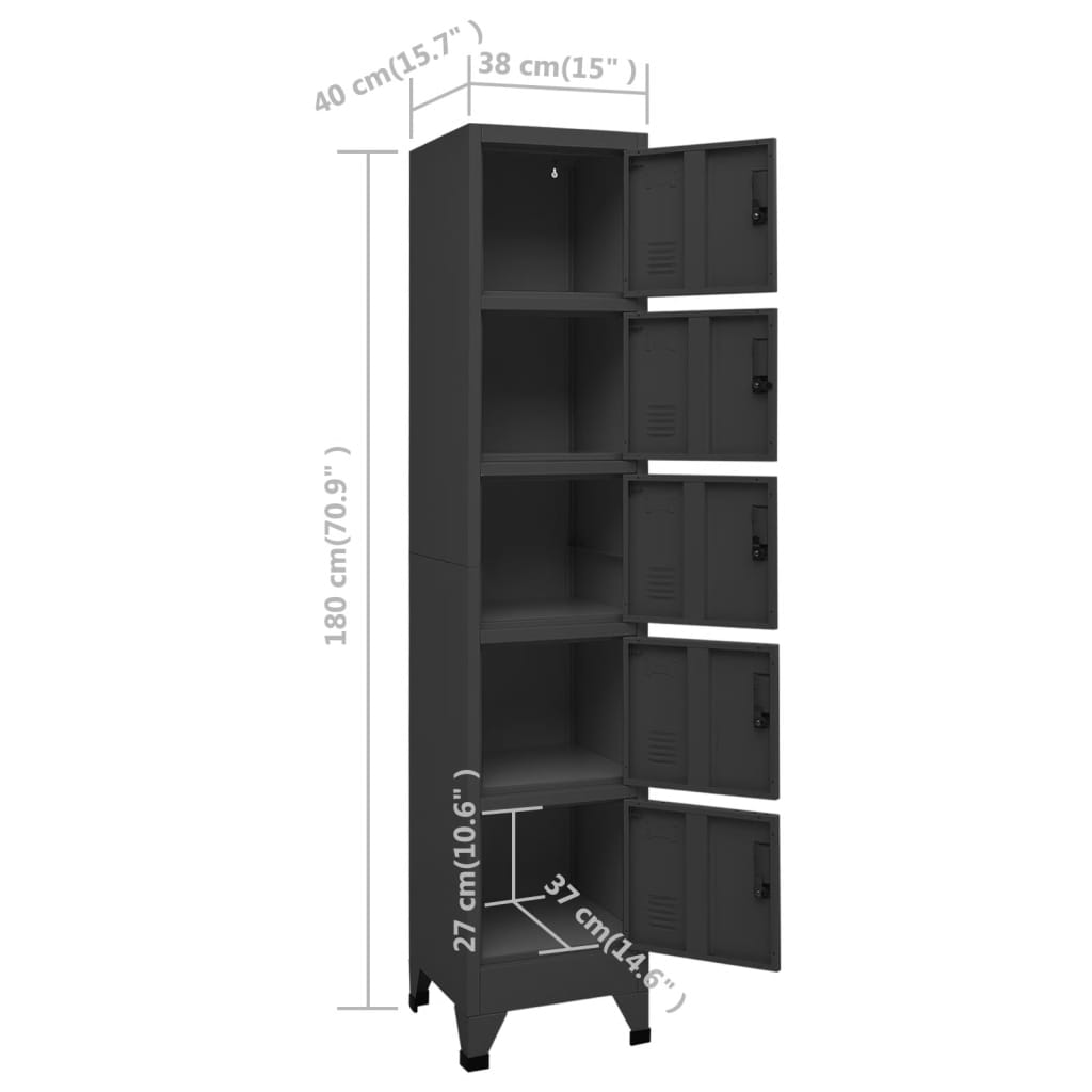 Armadietto con Serratura Antracite 38x45x180 cm in Acciaio | homemem39