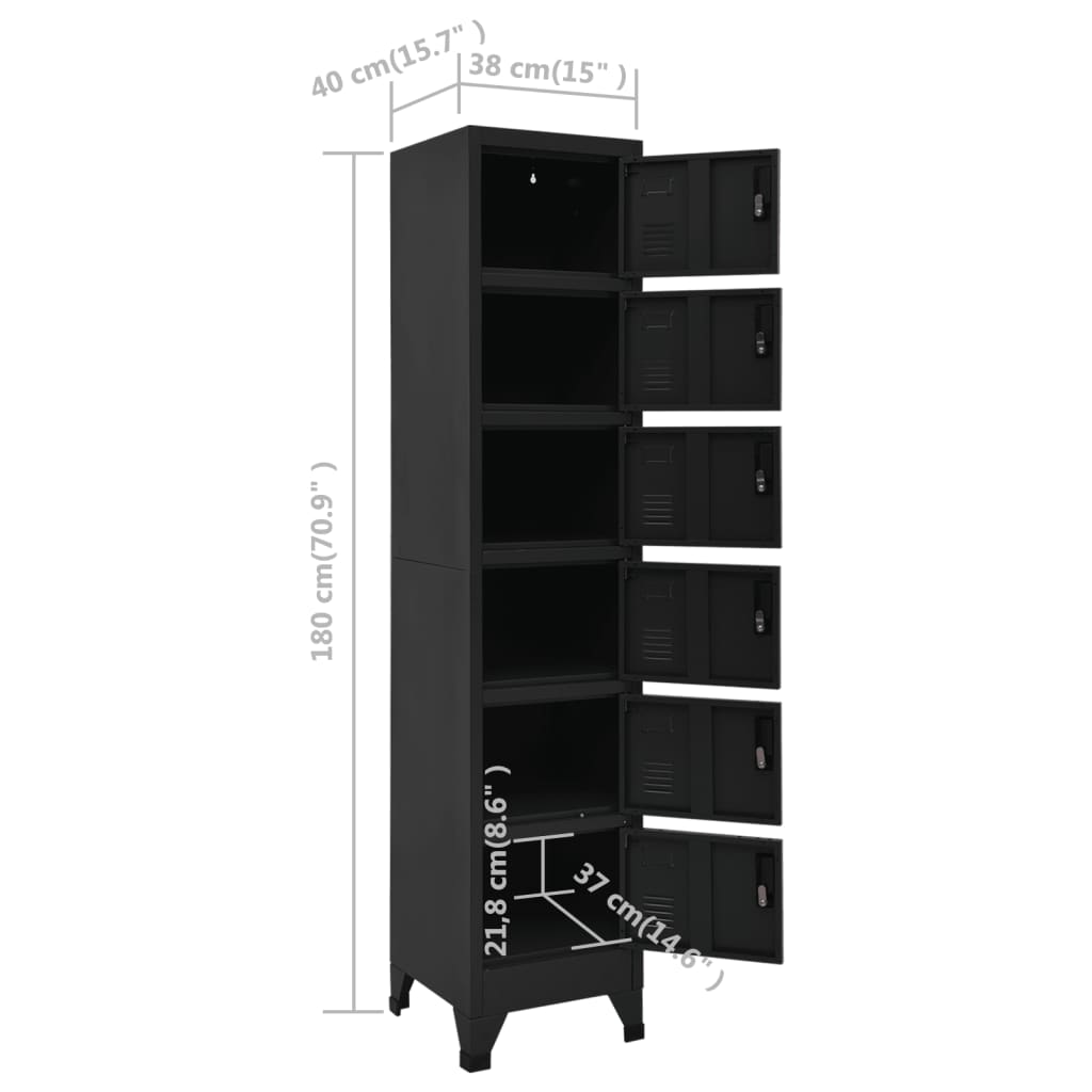 Armadietto con Serratura Nero 38x40x180 cm in Acciaio | homemem39