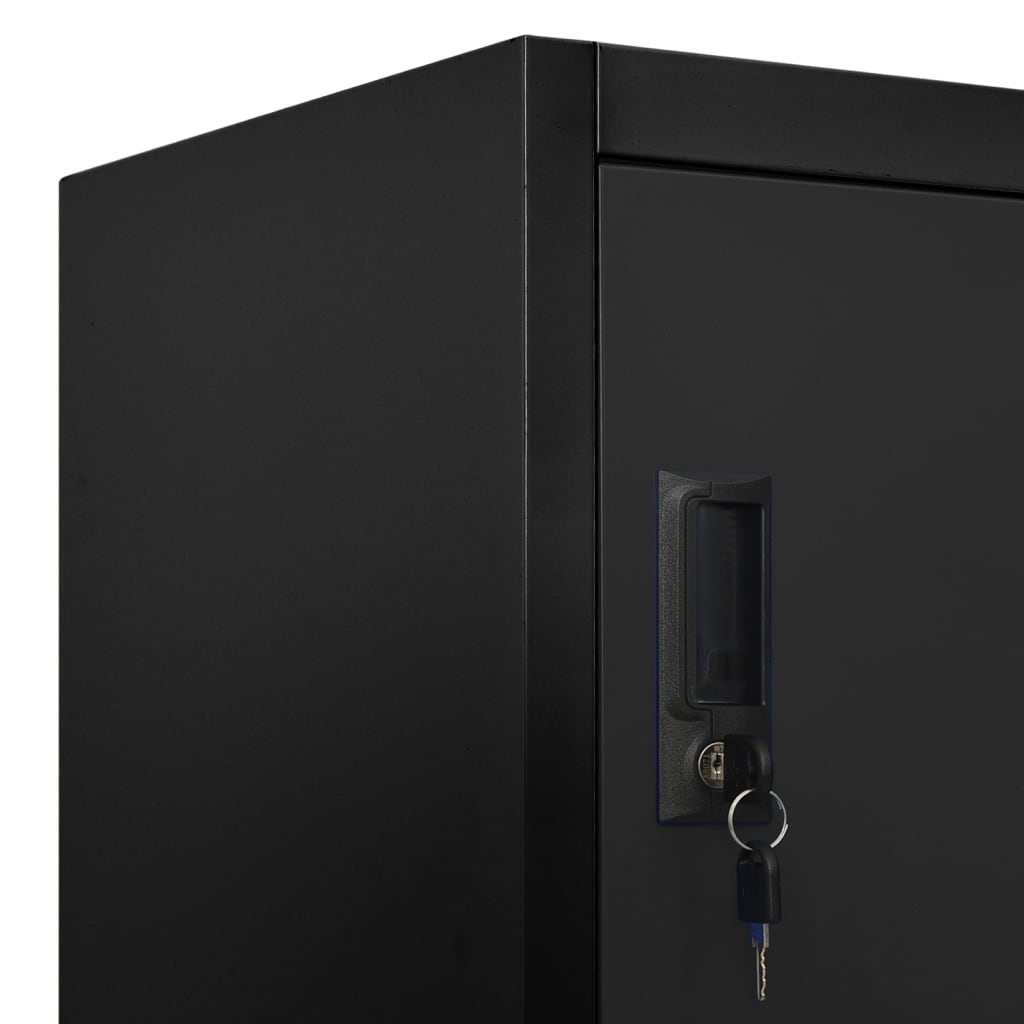 Armadietto con Serratura Nero 90x45x180 cm in Acciaio | homemem39
