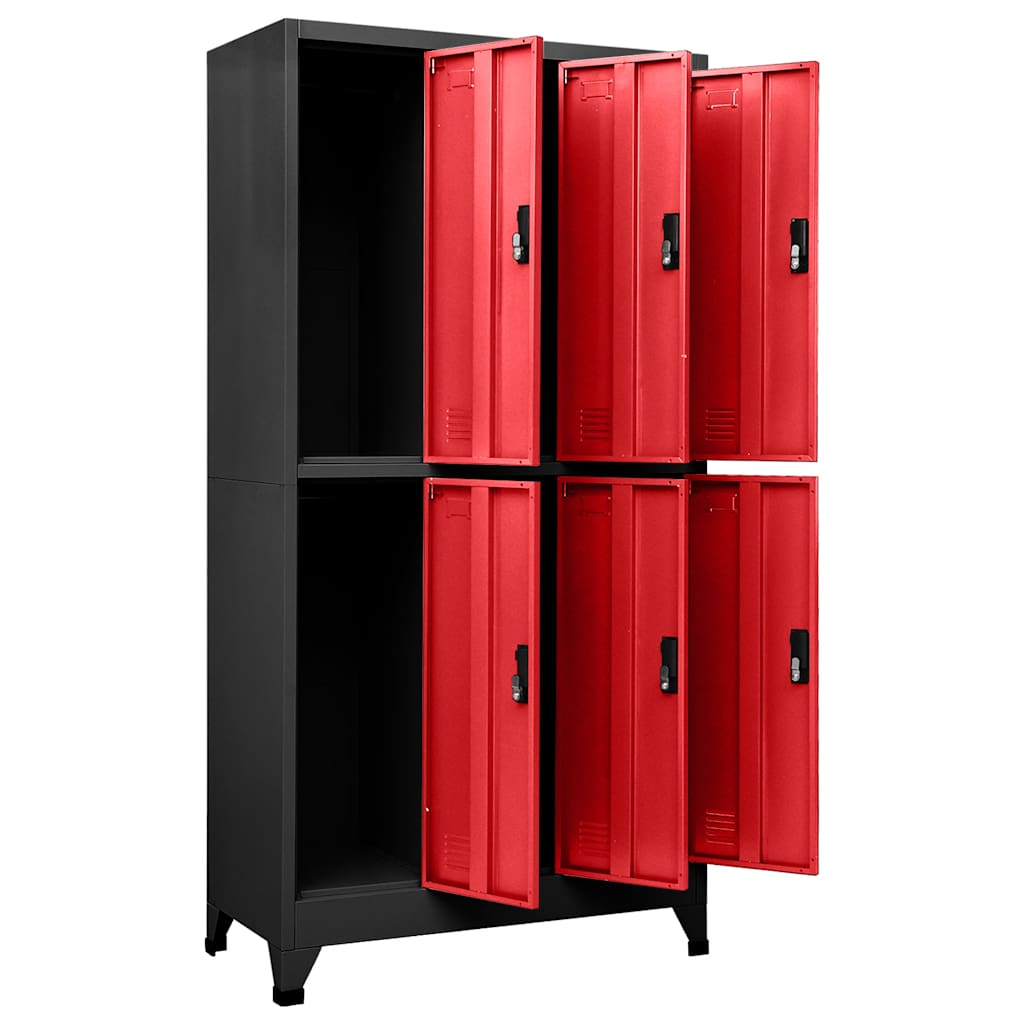Armadietto con Serratura Antracite e Rosso 90x45x180cm Acciaio | homemem39