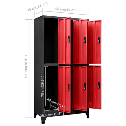 Armadietto con Serratura Antracite e Rosso 90x45x180cm Acciaio | homemem39