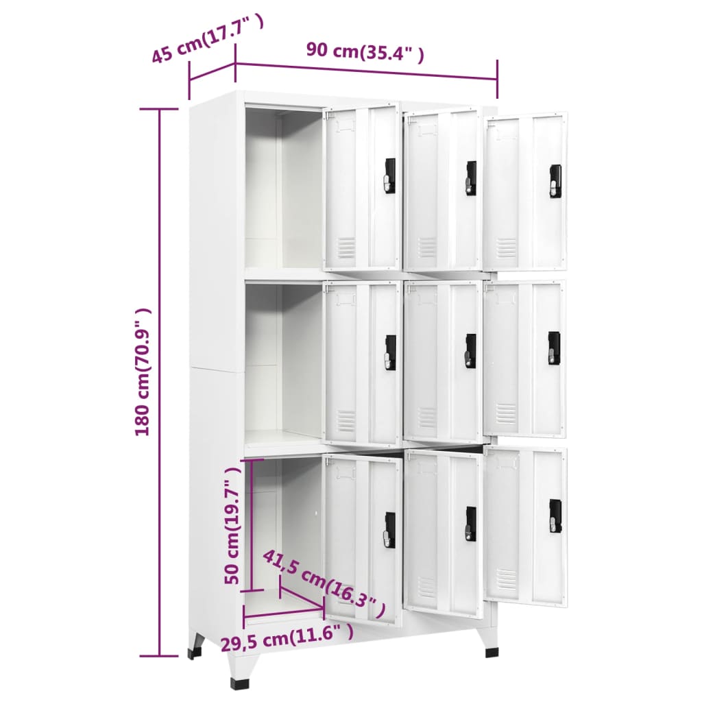 Armadietto con Serratura Bianco 90x45x180 cm in Acciaio | homemem39