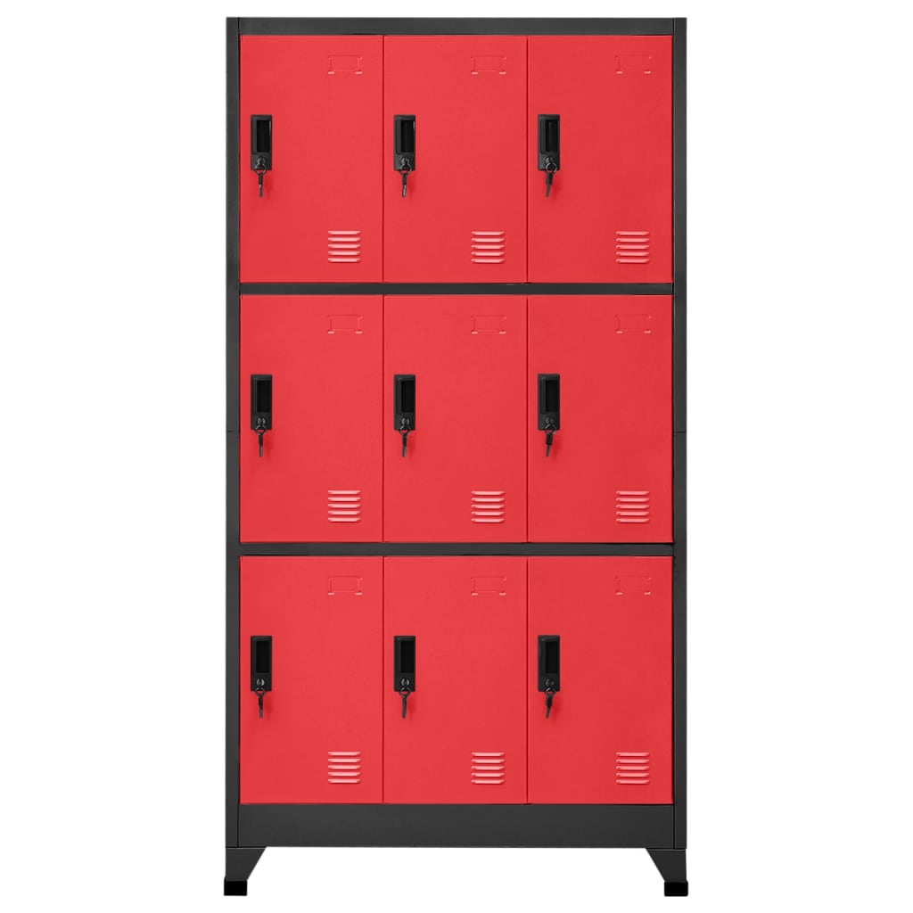 Armadietto con Serratura Antracite e Rosso 90x45x180cm Acciaio | homemem39